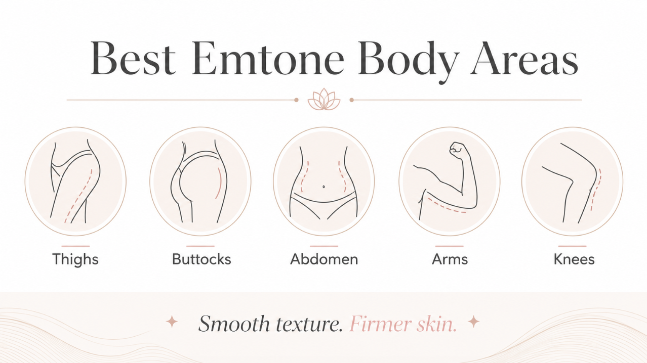 Best Emtone Body Areas for Thighs, Buttocks, Abdomen, Arms, and Knees